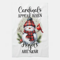 Snowman and Cardinal with Angel quote