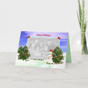 Snowman and Christmas Trees Photo Holiday Card
