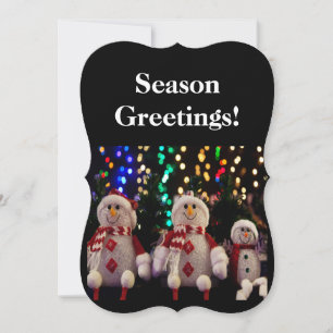 Snowman and Family Ornaments on Tree Flat Card