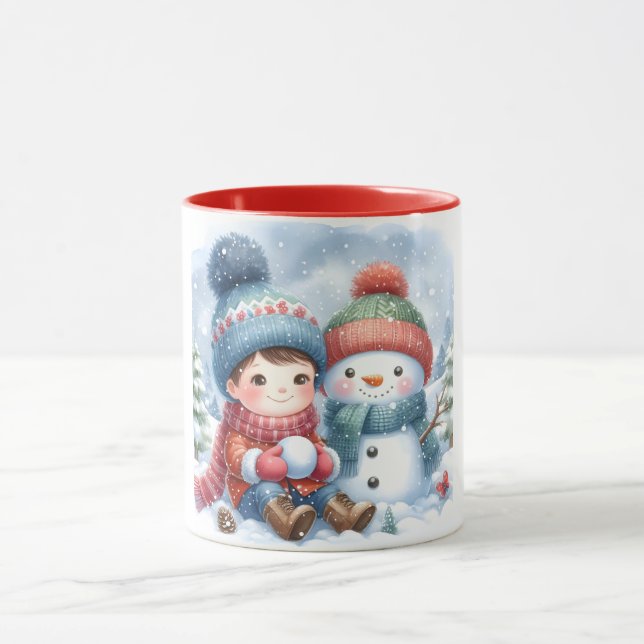 Snowman and Friends Kids Christmas Mug  (Center)