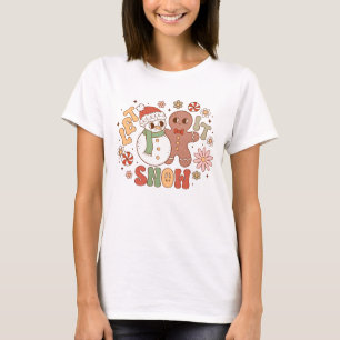 Snowman and Gingerbread Man Let It Snow T-Shirt