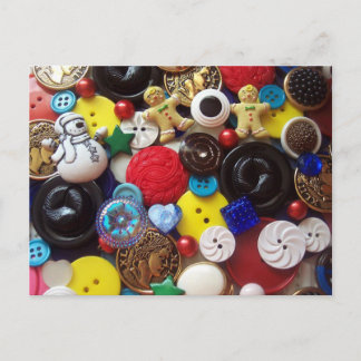 Snowman and Gingerbread Men Buttons Postcard