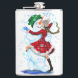 Snowman and Girl Dancers Christmas Flask<br><div class="desc">Christmas Flasks with Happy Snowman and Girl Dance Tango Christmas Party Fun Cartoon Drawing - or Choose / Add Your Unique Text / Name / Colour - Make Your Special Flask Gift - Resize and move or remove and add elements / text with customisation tool ! Drawing and Design by...</div>