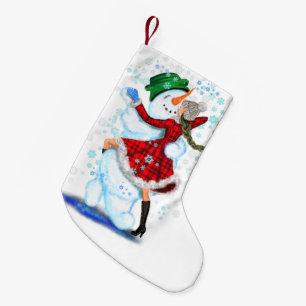 Snowman and Girl Dancers Christmas Stocking