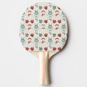 Snowman and Hot Cocoa Christmas Seamless Pattern Ping Pong Paddle