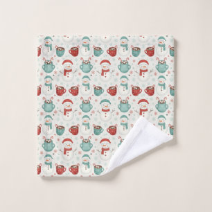 Snowman and Hot Cocoa Christmas Seamless Pattern Wash Cloth