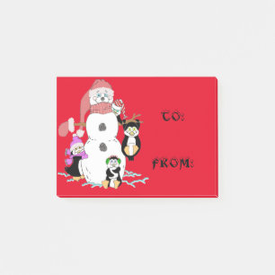 Snowman and Penguins Christmas Gift Tags. Post-it Notes