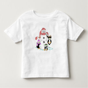 Snowman And Penguins Christmas Toddler T-Shirt