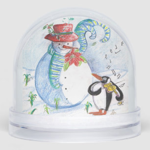SNOWMAN AND PENGUIN'S WINTER SERENADE Musical Snowglobe