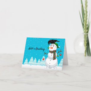 Snowman and Raven Christmas Holiday Card