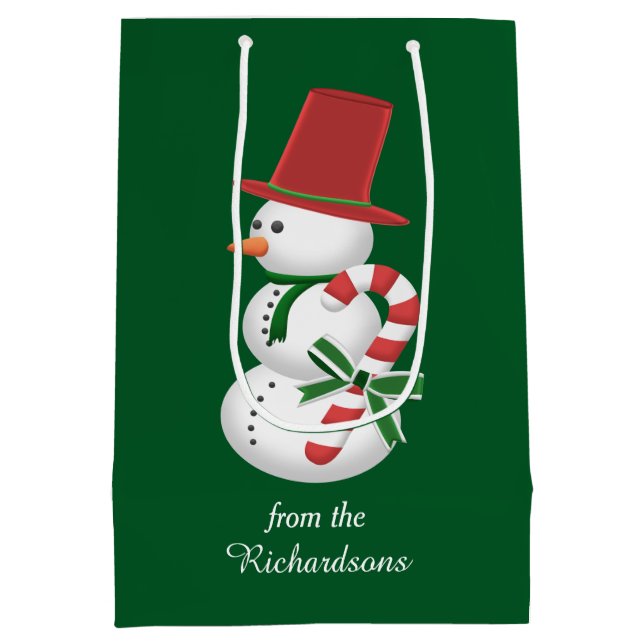 Snowman and Santa Christmas Medium Gift Bag (Back)