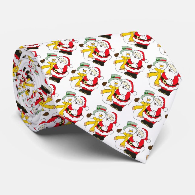 Snowman and Santa Claus Tie (Rolled)