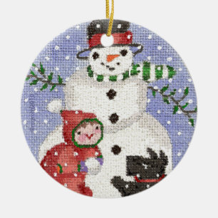 snowman and scotty ornament