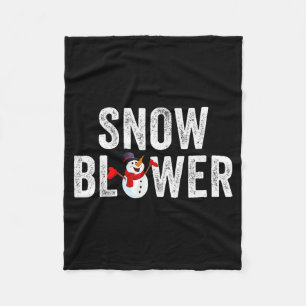 Snowman And Snow Blower Couples Matching Christmas Fleece Blanket