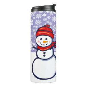 Snowman and snow flakes Stone Coaster Thermal Tumbler