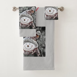 Snowman and Snow woman drawing Towel Set