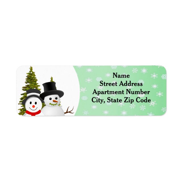Snowman and Snowflake Holiday Season Address Label (Front)