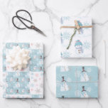 Snowman and Snowflakes Cute Christmas Wrapping Paper Sheet<br><div class="desc">Cute Snowmen & Snowflake Christmas wrapping paper will bring the perfect finishing touch to your holiday gift giving. This set of three coordinating wrapping paper patterns are filled with winter holiday charm. The first style features cute snowmen tiled with snowflakes. The second style has a snowman with the words Merry...</div>