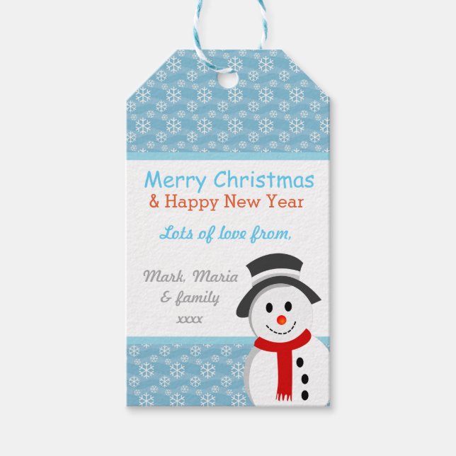 Snowman and Snowflakes Gift Tags (Front)