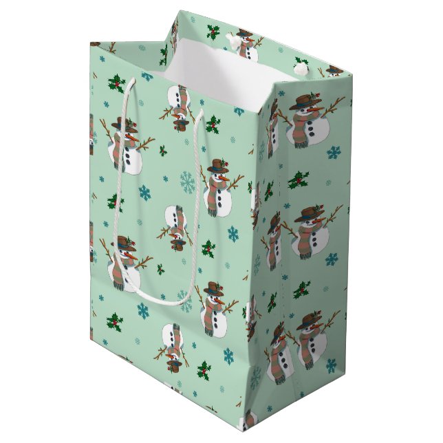 Snowman and snowflakes medium gift bag (Front Angled)