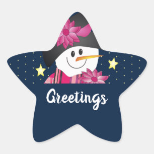 Snowman And Stars Star Sticker