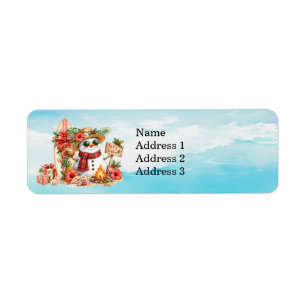 Snowman and Surfboard Christmas greeting