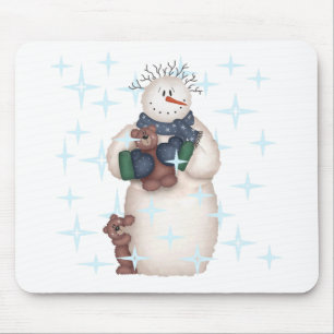 Snowman and Teddy Bears Tshirts and Gifts Mouse Pad