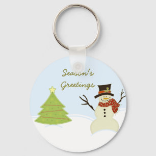Snowman and Tree Christmas Keychain