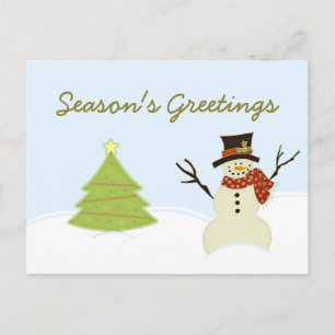 Snowman and Tree Christmas Postcard