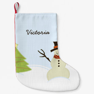 Snowman and Tree Small Christmas Stocking