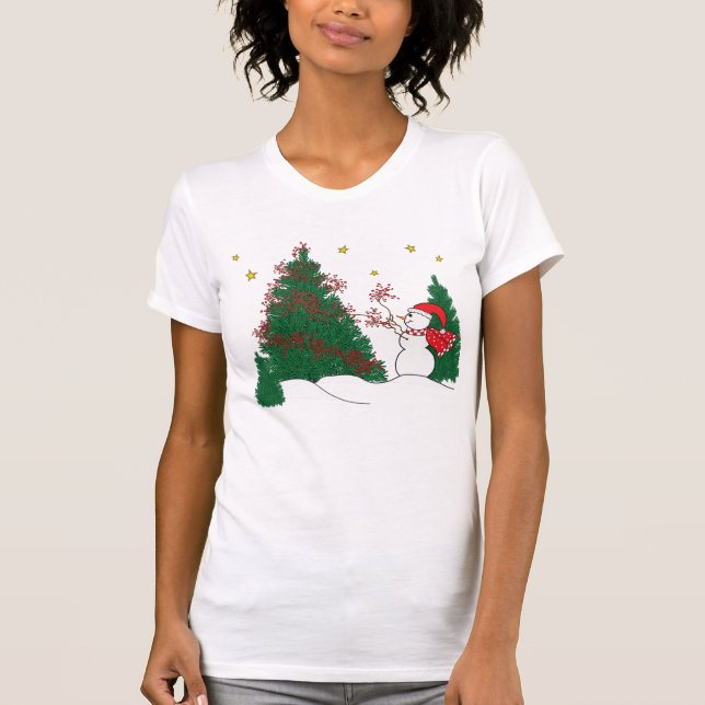 Snowman and Tree T-Shirt (Front)