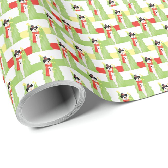 Snowman And Tree Wrapping Paper (Roll Corner)