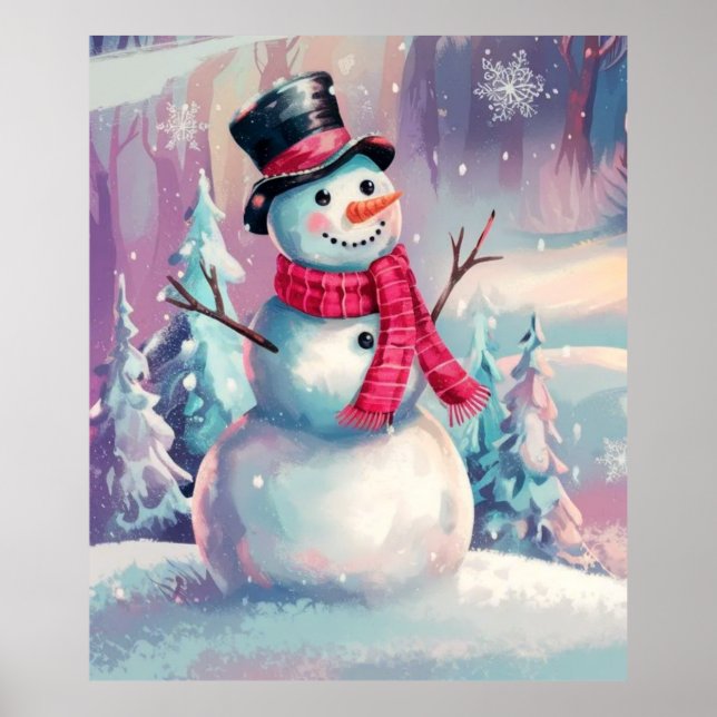 Snowman and Winter Vibes Poster (Front)