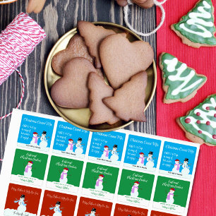 Snowman and Woman Christmas Food Gift Labels