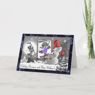 Snowman Artist Holiday Dreams and Best Wishes Card