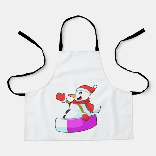Snowman as Snowboarder with Sonowboard.PNG Apron (Front)