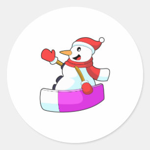 Snowman as Snowboarder with Sonowboard.PNG Classic Round Sticker