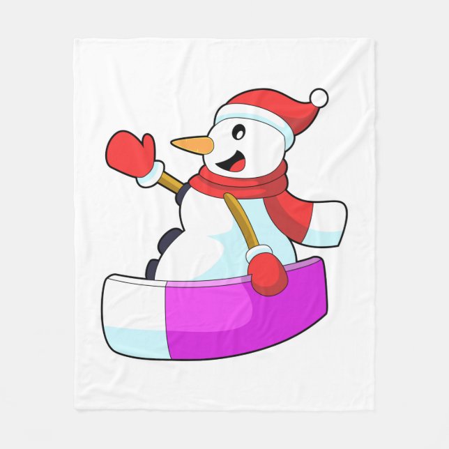 Snowman as Snowboarder with Sonowboard.PNG Fleece Blanket (Front)