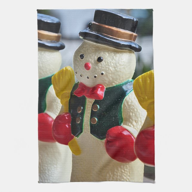 Snowman at Christmas Tea Towel (Vertical)