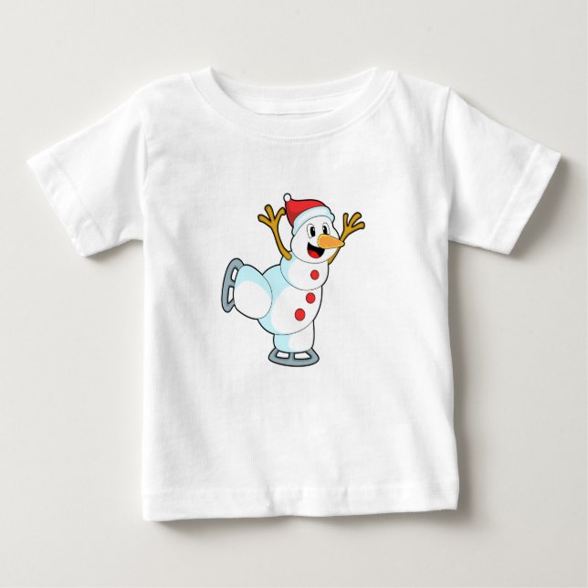 Snowman at Ice skating with Ice skates.PNG Baby T-Shirt (Front)