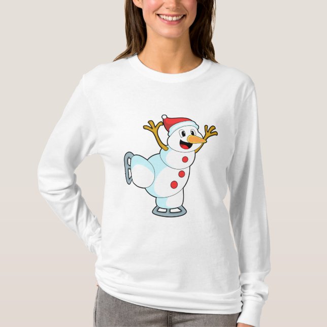 Snowman at Ice skating with Ice skates.PNG T-Shirt (Front)