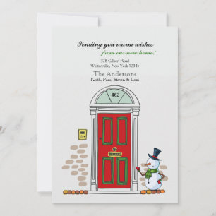 Snowman At The Door Winter Moving Announcement