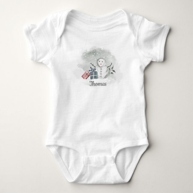 Snowman Baby Bodysuit (Front)