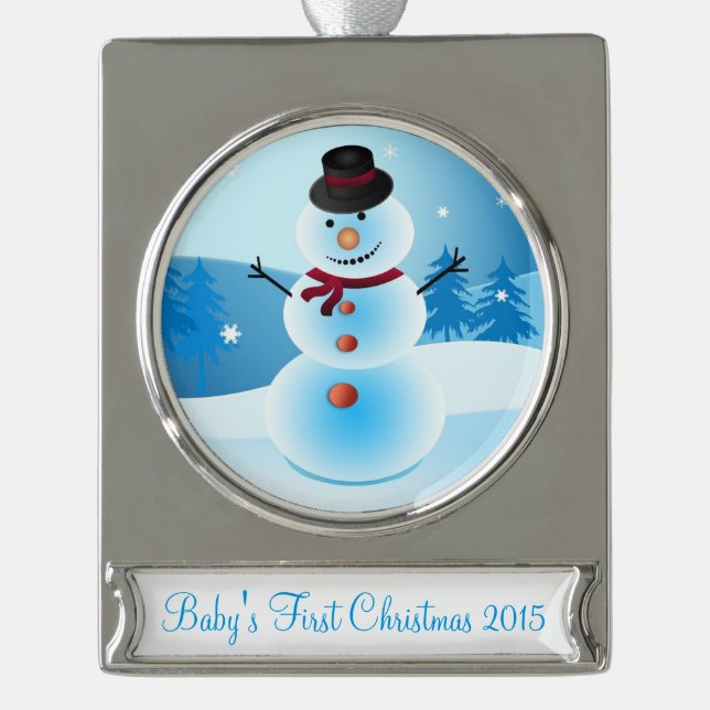 Snowman Baby's First Christmas Frame Ornament (Front)