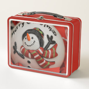 Snowman ball metal lunch box