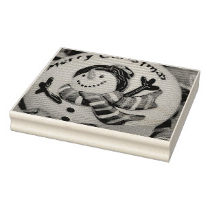 Snowman ball rubber stamp