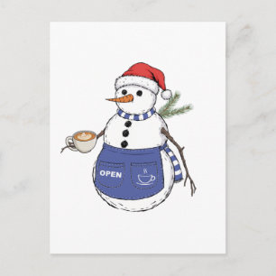 Snowman Barista Christmas 2026 Holiday Coffee Postcard