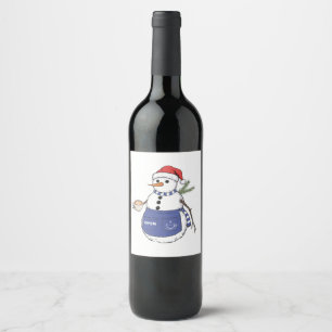 Snowman Barista Christmas 2026 Holiday Coffee Wine Label