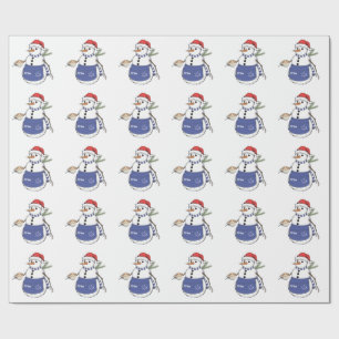 Snowman Barista Christmas 2026 Holiday Coffee Wrapping Paper
