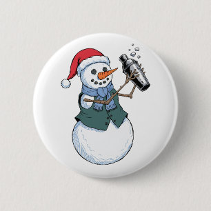 Snowman Bartender Christmas 2026 Holiday Cocktail 6 Cm Round Badge